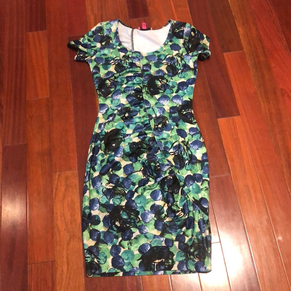 green & blue flower dress by Betsy Johnson